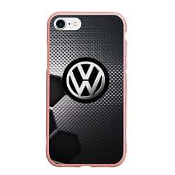 Чехол iPhone 7/8 матовый VOLKSWAGEN, цвет: 3D-светло-розовый