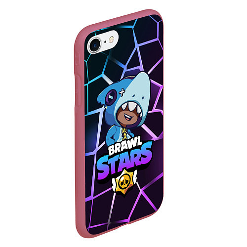 Чехол iPhone 7/8 матовый Brawl Stars LEON SHARK / 3D-Малиновый – фото 2