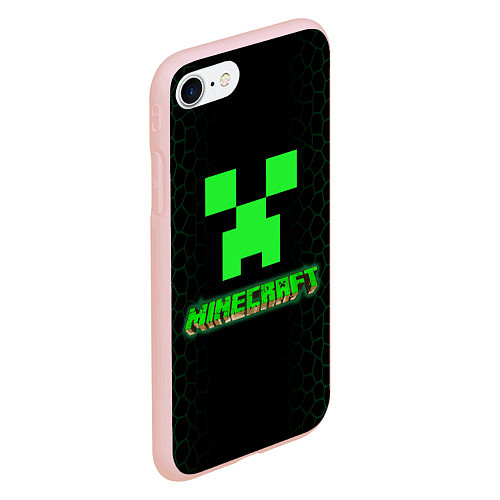 Чехол iPhone 7/8 матовый Minecraft / 3D-Светло-розовый – фото 2