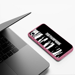 Чехол iPhone 7/8 матовый Пограничные Войска, цвет: 3D-малиновый — фото 2