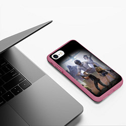 Чехол iPhone 7/8 матовый PUBG на спине, цвет: 3D-малиновый — фото 2