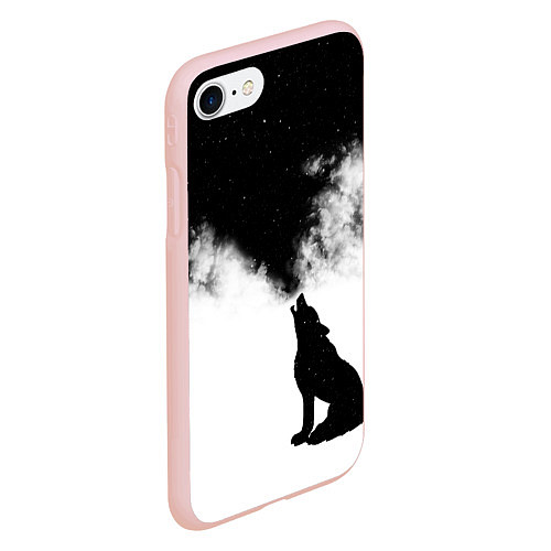 Чехол iPhone 7/8 матовый Galaxy wolf / 3D-Светло-розовый – фото 2