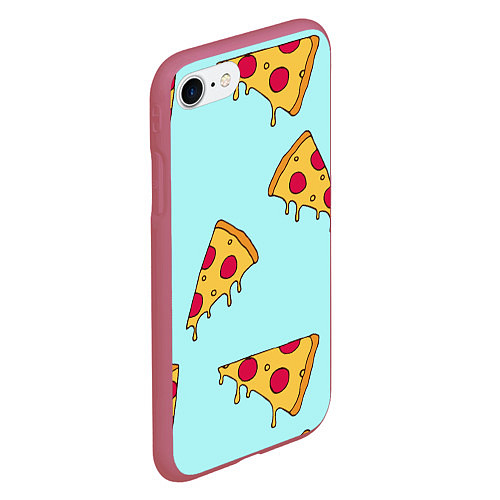 Чехол iPhone 7/8 матовый Ароматная пицца / 3D-Малиновый – фото 2