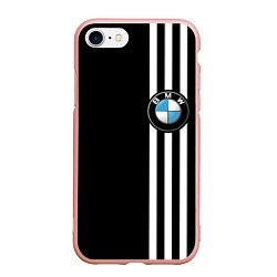 Чехол iPhone 7/8 матовый BMW SPORT, цвет: 3D-светло-розовый