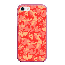 Чехол iPhone 7/8 матовый Оранжевый камуфляж, цвет: 3D-малиновый