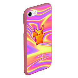 Чехол iPhone 7/8 матовый Пикачу, цвет: 3D-малиновый — фото 2