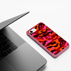 Чехол iPhone 7/8 матовый CAMOUFLAGE RED, цвет: 3D-малиновый — фото 2