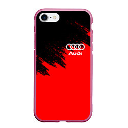 Чехол iPhone 7/8 матовый AUDI, цвет: 3D-малиновый