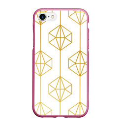 Чехол iPhone 7/8 матовый Геометрический орнамент золото, цвет: 3D-малиновый
