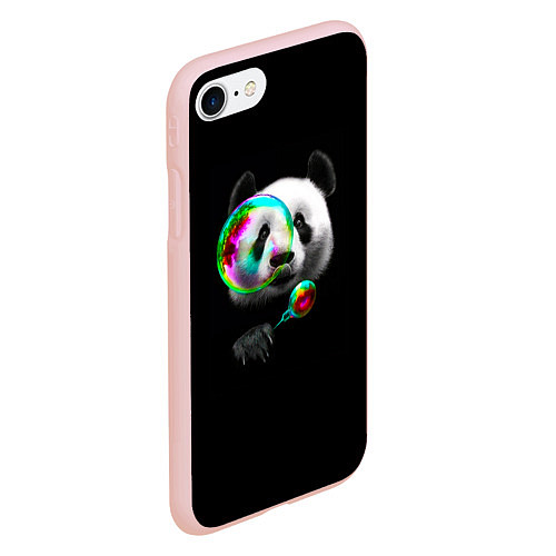 Чехол iPhone 7/8 матовый Панда и мыльный пузырь / 3D-Светло-розовый – фото 2