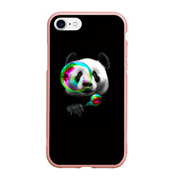 Чехол iPhone 7/8 матовый Панда и мыльный пузырь, цвет: 3D-светло-розовый