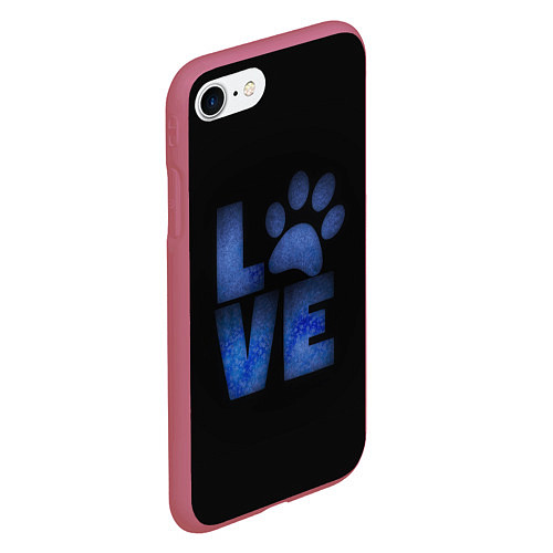 Чехол iPhone 7/8 матовый Любовь к собакам и животным / 3D-Малиновый – фото 2