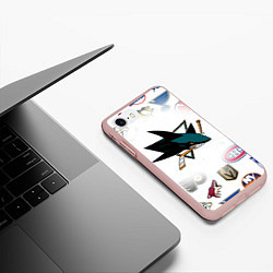 Чехол iPhone 7/8 матовый San Jose Sharks NHL teams pattern, цвет: 3D-светло-розовый — фото 2