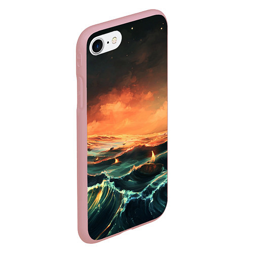 Чехол iPhone 7/8 матовый Фэнтези море корабли закат / 3D-Баблгам – фото 2