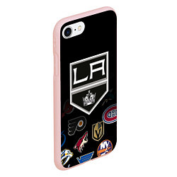 Чехол iPhone 7/8 матовый NHL Los Angeles Kings, цвет: 3D-светло-розовый — фото 2