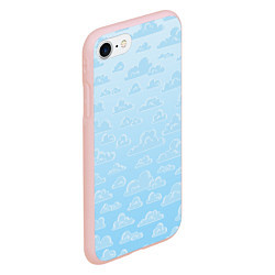 Чехол iPhone 7/8 матовый Очень светлые голубые облака, цвет: 3D-светло-розовый — фото 2