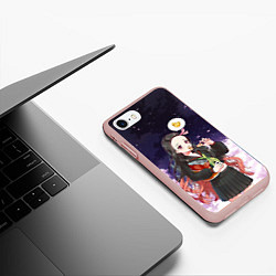 Чехол iPhone 7/8 матовый Незуко, цвет: 3D-светло-розовый — фото 2