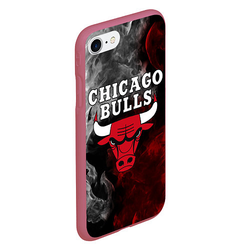 Чехол iPhone 7/8 матовый CHICAGO BULLS / 3D-Малиновый – фото 2