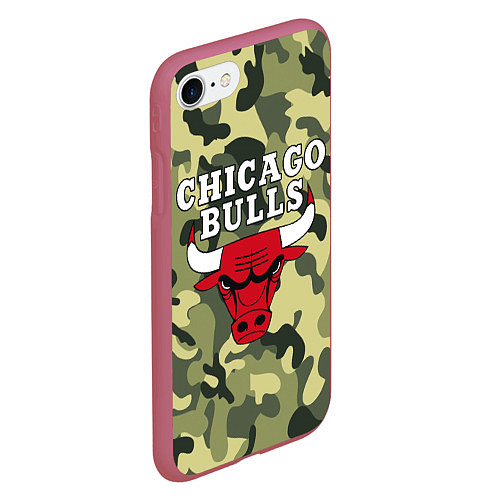 Чехол iPhone 7/8 матовый CHICAGO BULLS / 3D-Малиновый – фото 2