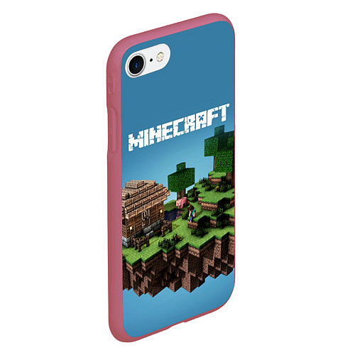 Чехол iPhone 7/8 матовый Minecraft / 3D-Малиновый – фото 2