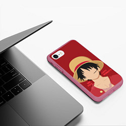 Чехол iPhone 7/8 матовый Luffy, цвет: 3D-малиновый — фото 2