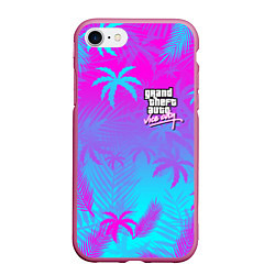Чехол iPhone 7/8 матовый GTA VICE CITY, цвет: 3D-малиновый