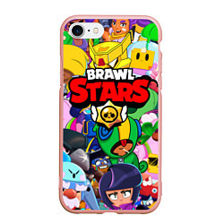 Чехол iPhone 7/8 матовый BRAWL STARS ВСЕ БРАВЛЕРЫ, цвет: 3D-светло-розовый