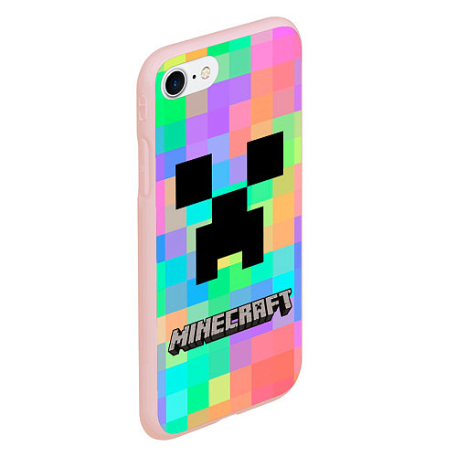 Чехол iPhone 7/8 матовый Minecraft / 3D-Светло-розовый – фото 2