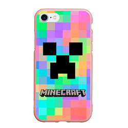Чехол iPhone 7/8 матовый Minecraft, цвет: 3D-светло-розовый