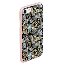 Чехол iPhone 7/8 матовый Серебряные листочки, цвет: 3D-светло-розовый — фото 2