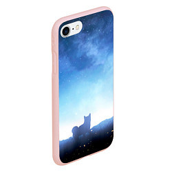 Чехол iPhone 7/8 матовый Силуэт корги ночь космос дымка, цвет: 3D-светло-розовый — фото 2