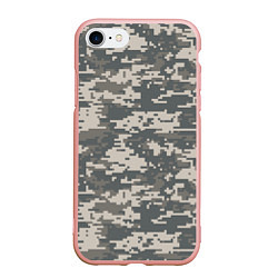 Чехол iPhone 7/8 матовый Цифровой камуфляж, цвет: 3D-светло-розовый