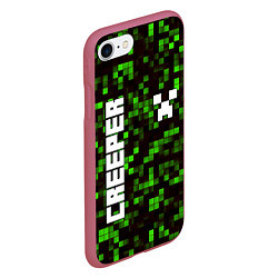 Чехол iPhone 7/8 матовый MINECRAFT CREEPER, цвет: 3D-малиновый — фото 2