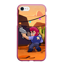 Чехол iPhone 7/8 матовый Brawl Stars Colt, цвет: 3D-малиновый