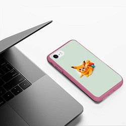 Чехол iPhone 7/8 матовый Котенок покемон пикачу арт, цвет: 3D-малиновый — фото 2