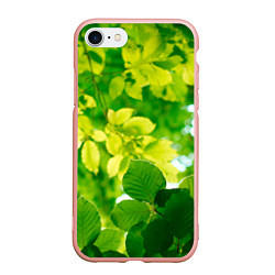 Чехол iPhone 7/8 матовый Листья, цвет: 3D-светло-розовый