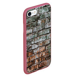 Чехол iPhone 7/8 матовый Кирпичная стена потеки краска, цвет: 3D-малиновый — фото 2