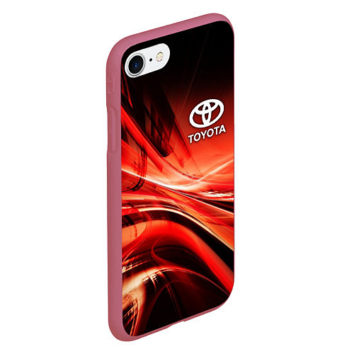 Чехол iPhone 7/8 матовый TOYOTA / 3D-Малиновый – фото 2