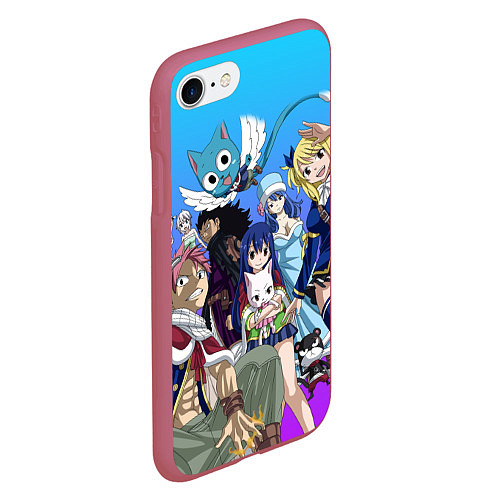 Чехол iPhone 7/8 матовый FAIRY TAIL ХВОСТ ФЕИ / 3D-Малиновый – фото 2