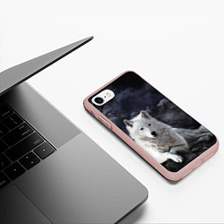 Чехол iPhone 7/8 матовый БЕЛЫЙ ВОЛК D, цвет: 3D-светло-розовый — фото 2