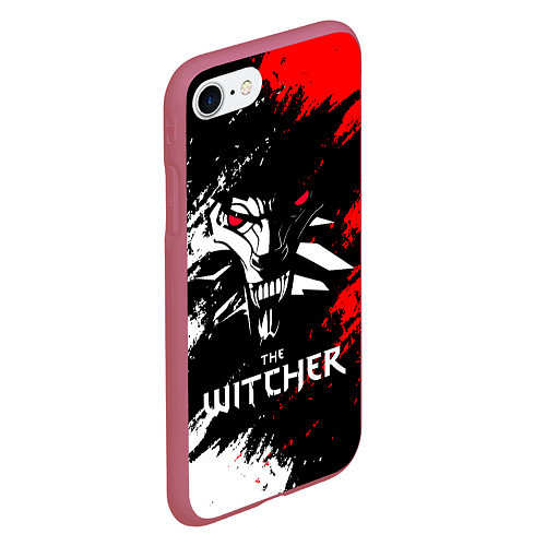 Чехол iPhone 7/8 матовый The Witcher / 3D-Малиновый – фото 2