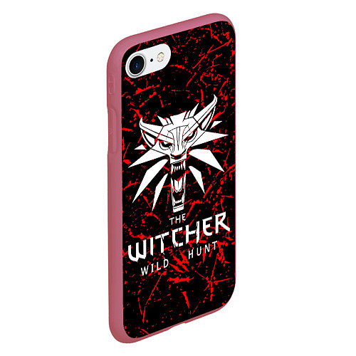 Чехол iPhone 7/8 матовый The Witcher / 3D-Малиновый – фото 2