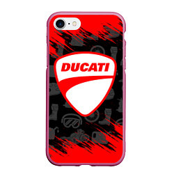 Чехол iPhone 7/8 матовый DUCATI 2, цвет: 3D-малиновый