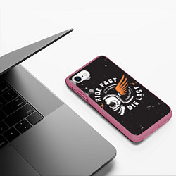 Чехол iPhone 7/8 матовый RIDE FAST - DIE LAST Z, цвет: 3D-малиновый — фото 2