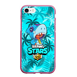 Чехол iPhone 7/8 матовый BRAWL STARS LEON SHARK, цвет: 3D-малиновый