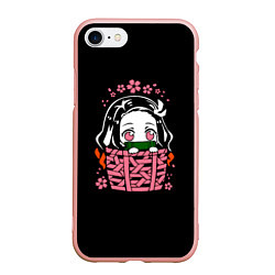 Чехол iPhone 7/8 матовый KIMETSU NO YAIBA NEZUKO, цвет: 3D-светло-розовый