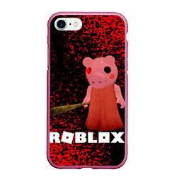 Чехол iPhone 7/8 матовый Roblox Piggy, цвет: 3D-малиновый