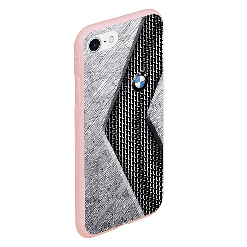 Чехол iPhone 7/8 матовый BMW - emblem - metal - texture / 3D-Светло-розовый – фото 2