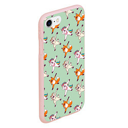 Чехол iPhone 7/8 матовый Dabbing Animals, цвет: 3D-светло-розовый — фото 2