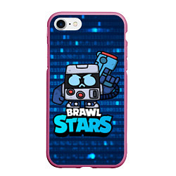 Чехол iPhone 7/8 матовый Virus 8 bit brawl stars Blue, цвет: 3D-малиновый
